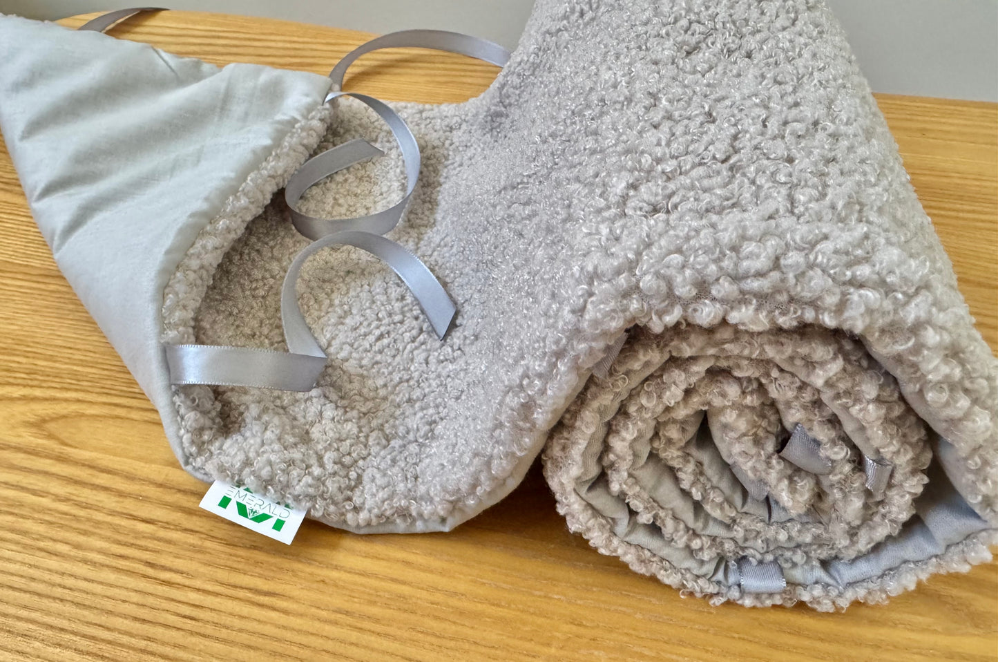 Protective Baby Crib l Toddler Bed Rail Cover, soft Teddy Camel Boucle with soft filling