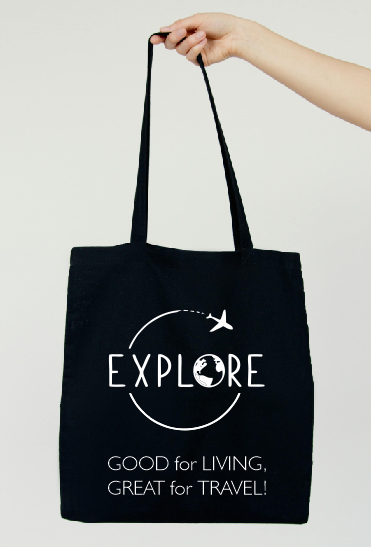 Travel Tote Bag – Cotton Canvas Bag with Travel Prints | 5 Colors