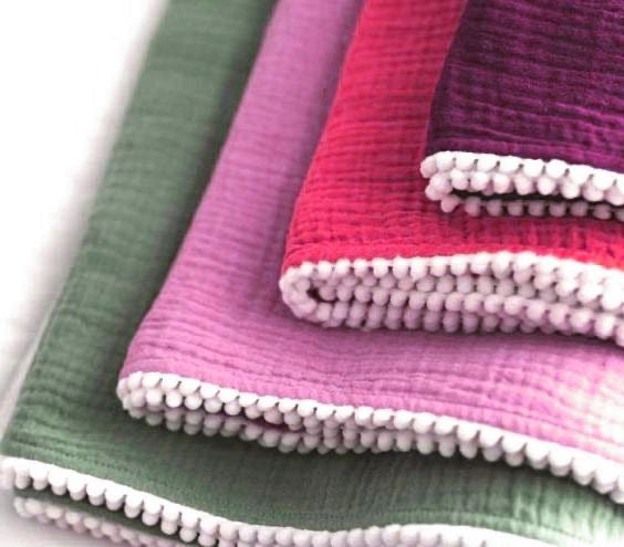 Bebé recién nacido personalizado bordado a mano que recibe manta Swaddle Pom Pom l algodón de muselina orgánico y ecológico