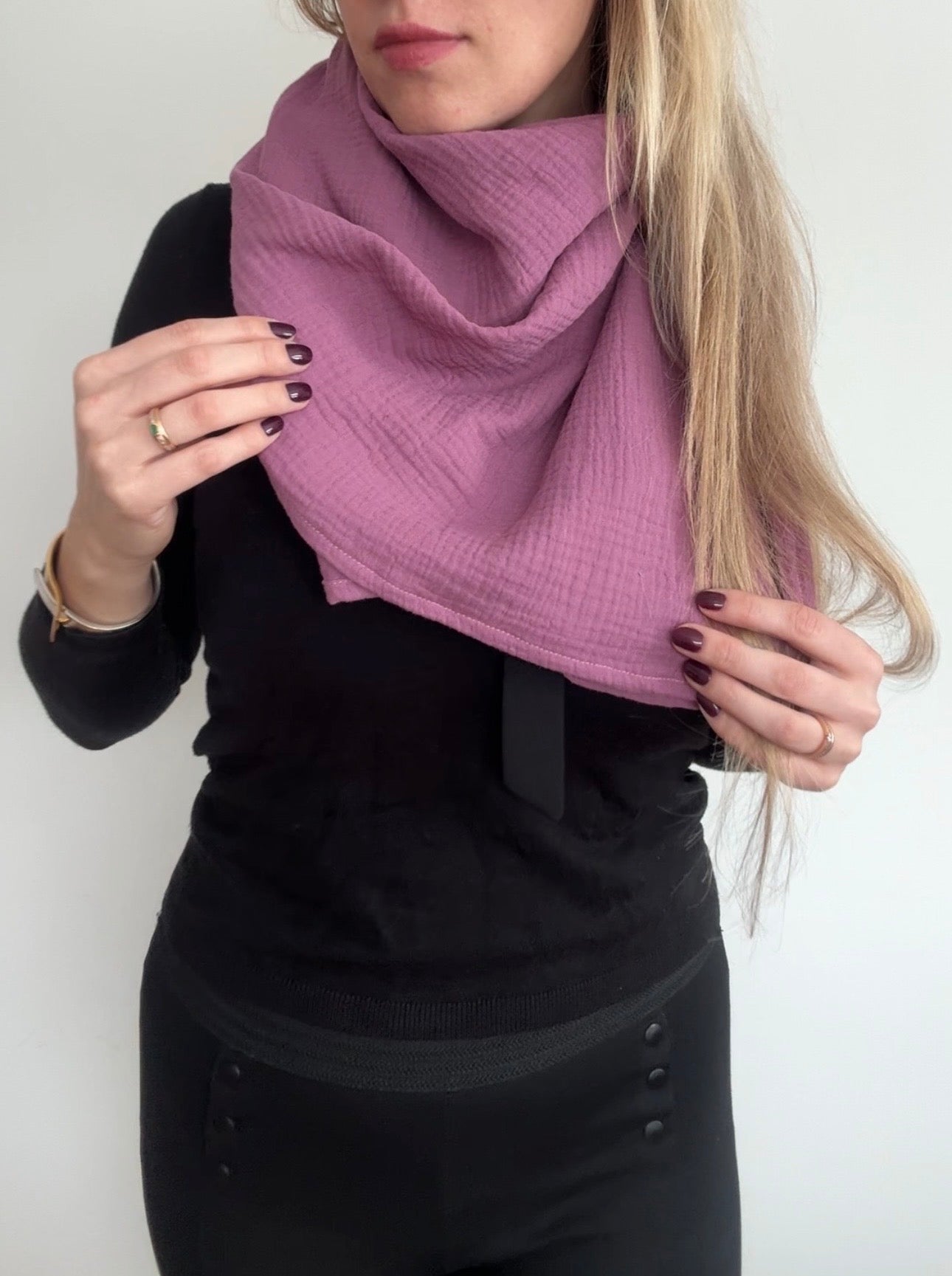 The Journey Wrap l Dusty Rose l Lightweight Travel Wrap, Muslin Cotton Scarf Blanket
