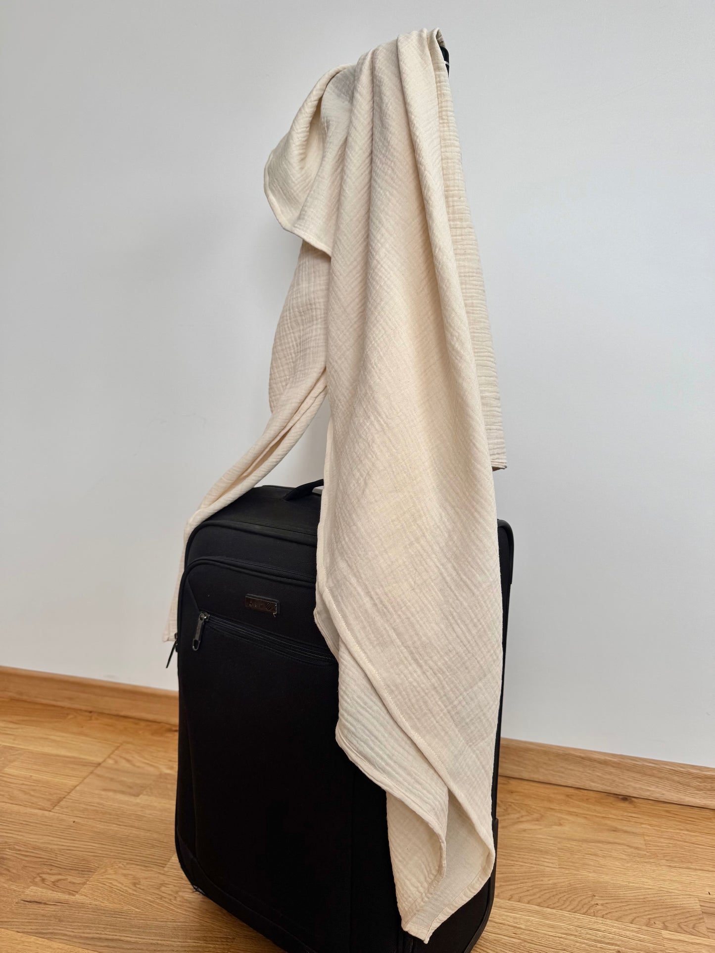 The Journey Wrap l Soft Ivory l Lightweight Travel Wrap, Muslin Cotton Scarf Blanket