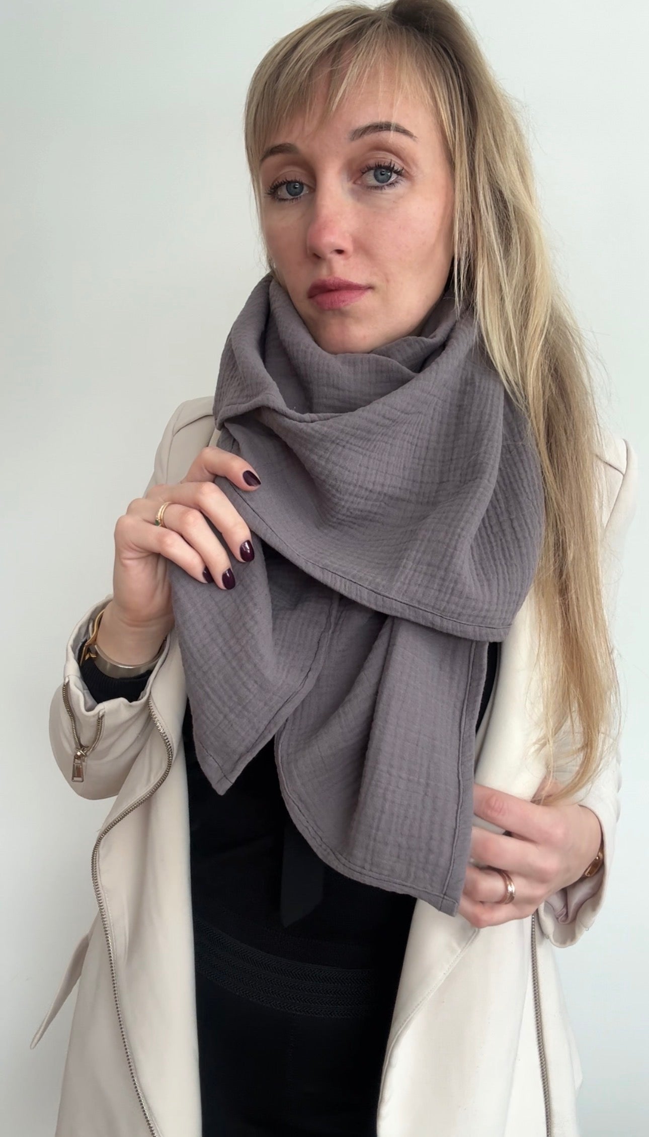 The Journey Wrap l Soft Graphite l Lightweight Travel Wrap, Muslin Cotton Scarf Blanket