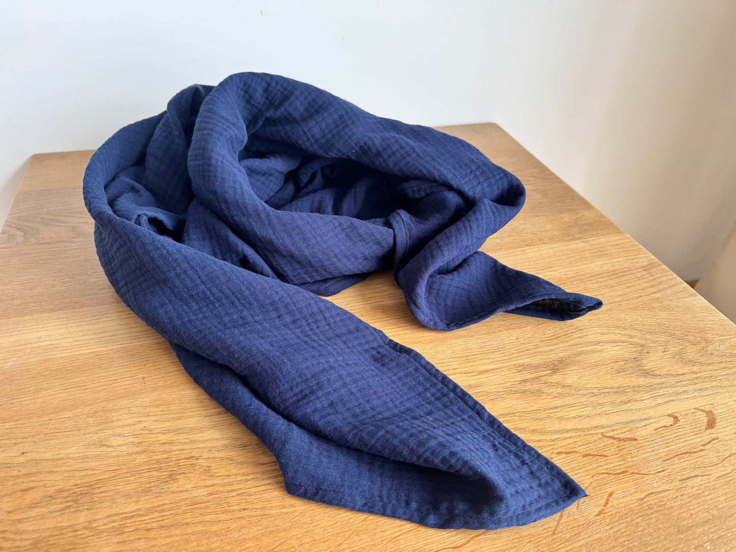 The Journey Wrap l Deep Navy l Lightweight Travel Wrap, Muslin Cotton Scarf Blanket