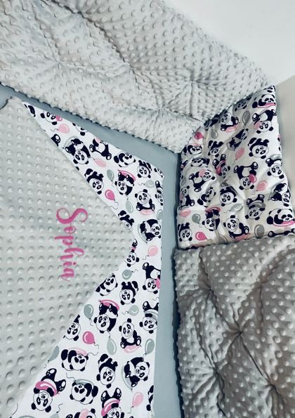 Algodón Minky bordado a mano personalizado con manta con el nombre del bebé recién nacido en caja de regalo