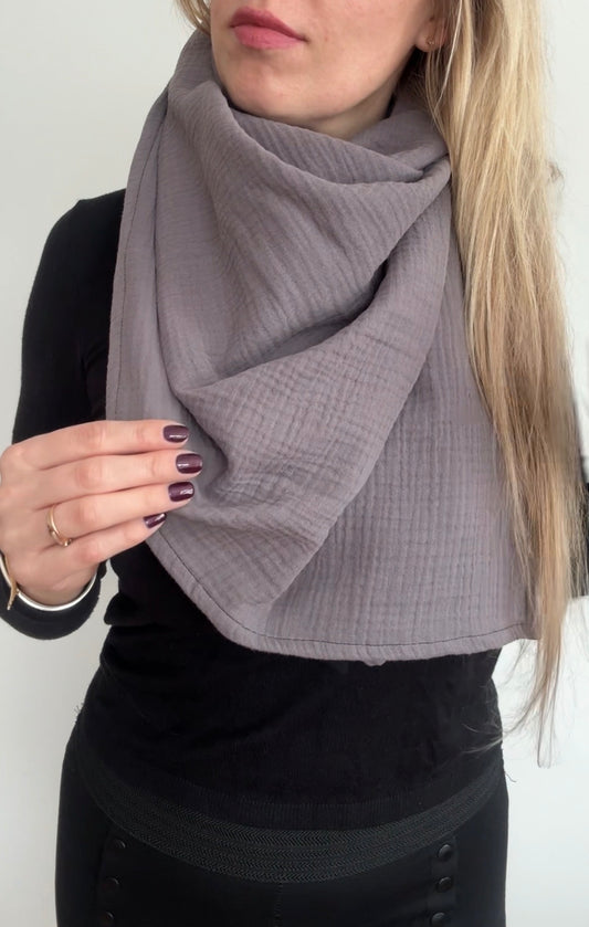 The Journey Wrap l Soft Graphite l Lightweight Travel Wrap, Muslin Cotton Scarf Blanket