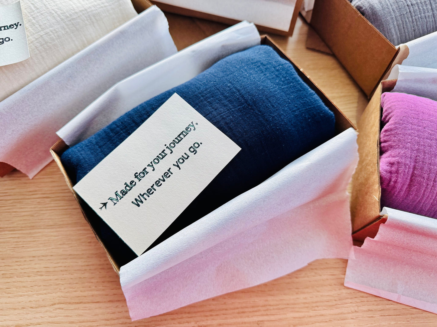 The Journey Wrap l Deep Navy l Lightweight Travel Wrap, Muslin Cotton Scarf Blanket