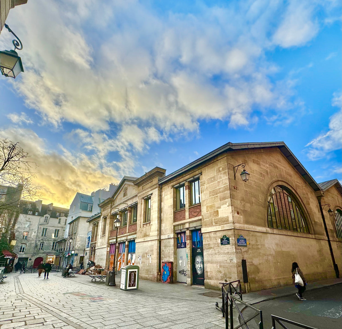 sunset in le marais paris france small shops botiques
