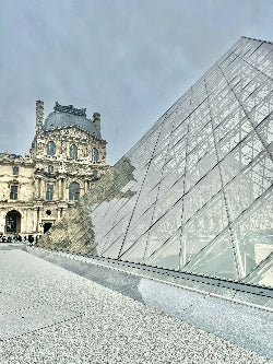 Iconic Parisian cityscape with louvre