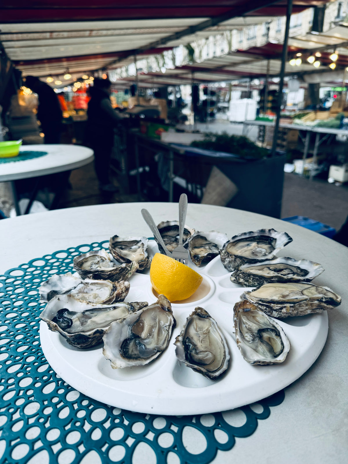 fresh oysters in paris france outside market at bastille