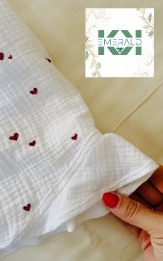 Pajama Set with Hand-Drawn Hearts l Organic & Eco-Friendly Muslin Cotton