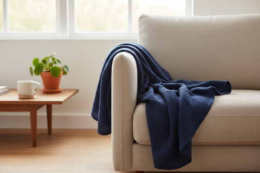 Navy Blue Throw Blanket Lifestyle