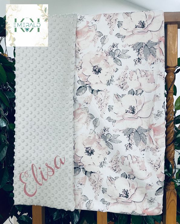 Algodón Minky bordado a mano personalizado con manta con el nombre del bebé recién nacido en caja de regalo